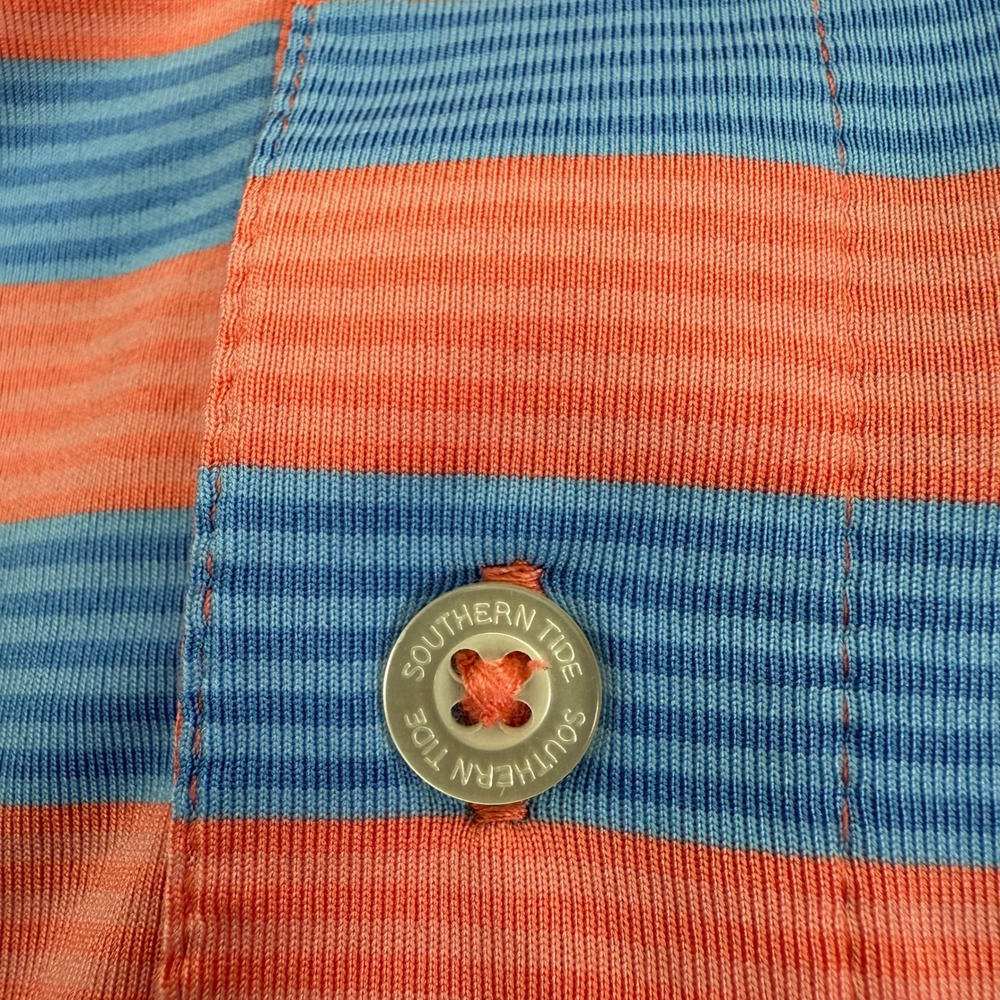 Southern Tide Polo Shirt Mens Medium Striped Tide To Trail Performance Golf - Picture 7 of 11